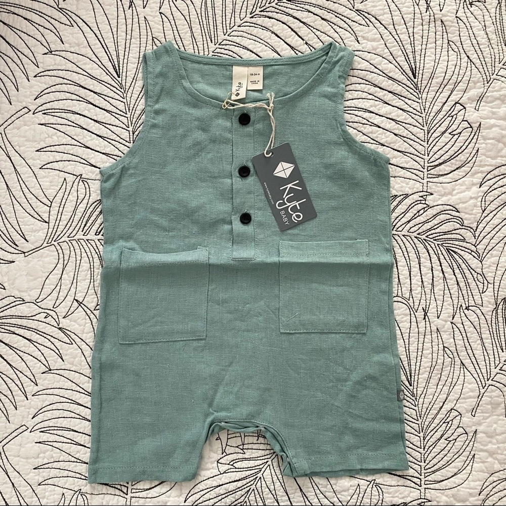 Kyte Baby - Jade Sleeveless Linen Romper - NWT